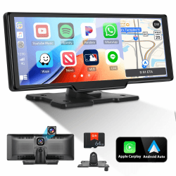 CAMECHO Auto Display mit Wireless CarPlay Android Auto, 9,3 Zoll Tragbares Autoradio mit Dashcam