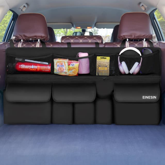🚗👜 Kofferraum Organizer Auto mit 9 Taschen - Schwarz 105x52cm