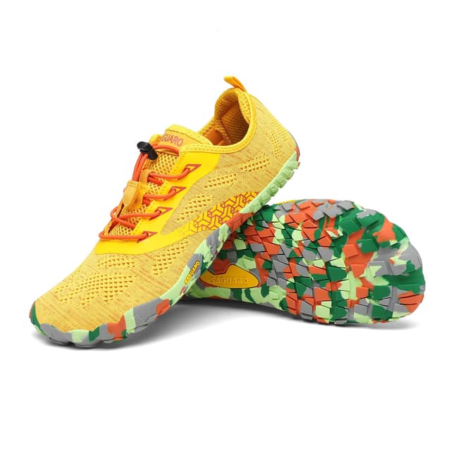 SAGUARO Unisex Barfußschuhe 🏞️ Outdoor Trail Running Zehenschuhe 🏃🏽‍♂️ Gr.36-48 38 EU Gelb