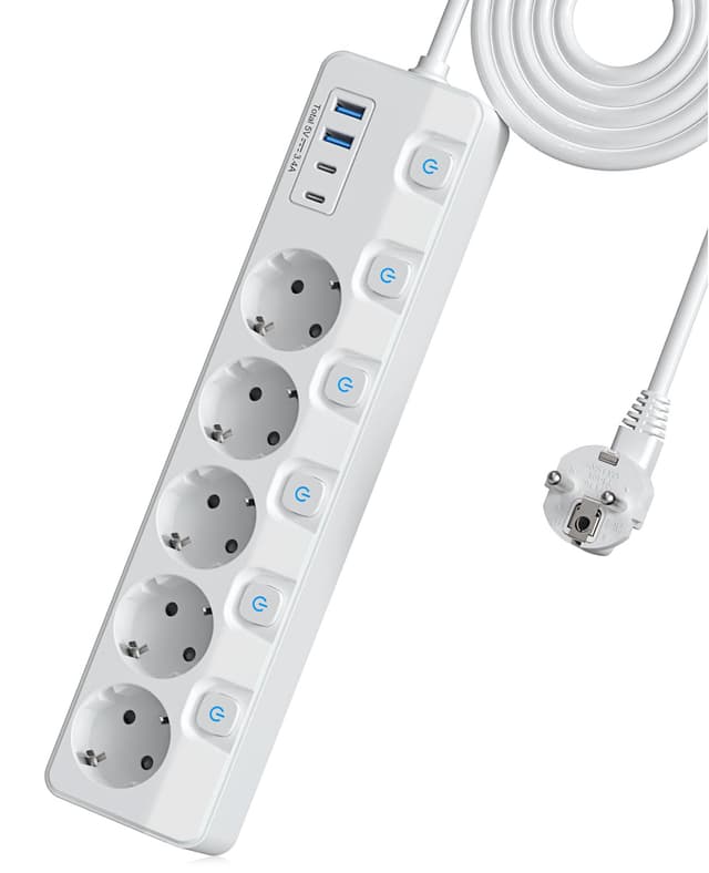 5 Fach Steckdosenleiste mit USB Schnellladung 📱🔌