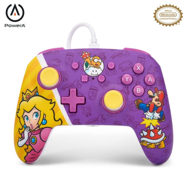 🎮 Verbesserter Kabelgebundener PowerA Controller für Nintendo Switch – Princess Peach Battle