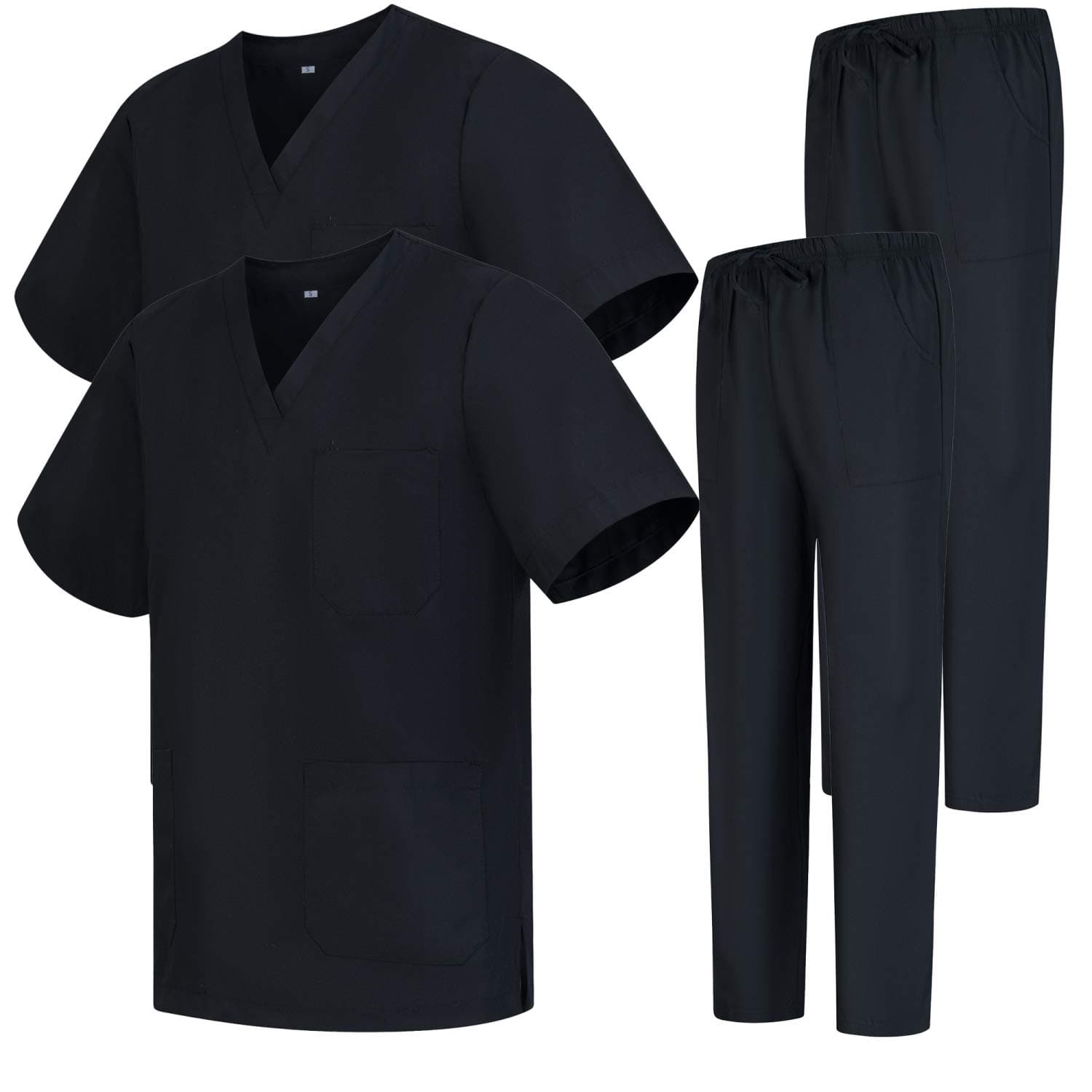 👨‍⚕️ MISEMIYA - Pack * 2 Stk. - Unisex-Schrubb-Set - Medizinische Uniform mit Oberteil und Hose ref.2-8178 - Medium, Schwarz 68