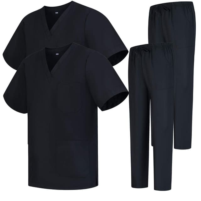 👨‍⚕️ MISEMIYA - Pack * 2 Stk. - Unisex-Schrubb-Set - Medizinische Uniform mit Oberteil und Hose ref.2-8178 - Medium, Schwarz 68