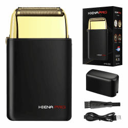 🌟SALE🌟 HIENA PRO Folienrasierer Herren - Elektrischer Rasierer Zero Gap Skin - Wiederaufladbarer Reiserasierer - Schwarzes Rasierset Schwarzes Gold