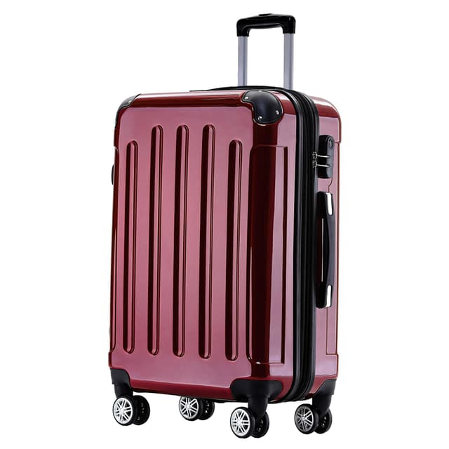 🧳 BEIBYE Hartschalen Koffer Trolley Rollkoffer Reisekoffer 4 Zwillingsrollen Polycarbonat (Rot, 76cm -110L) Rot 76cm -110L 🧳