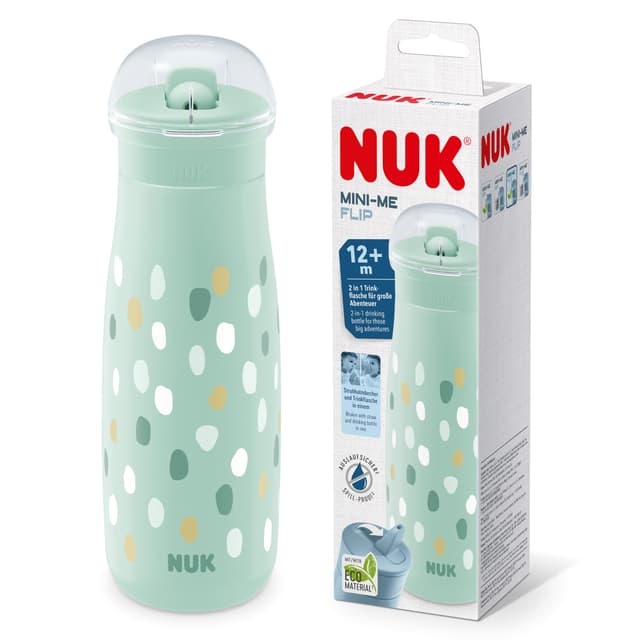 NUK Mini-Me Flip mit Strohhalm für Kleinkinder | Kinderwasserflasche 450ml 🌟