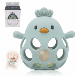 Farout Montessori Beißring & Rassel für Babys - Sensorik Spielzeug ab 0 Monate, Zahnungshilfe & Greifball - Geschenk für Jungen & Mädchen (Sage Green) 🐥
