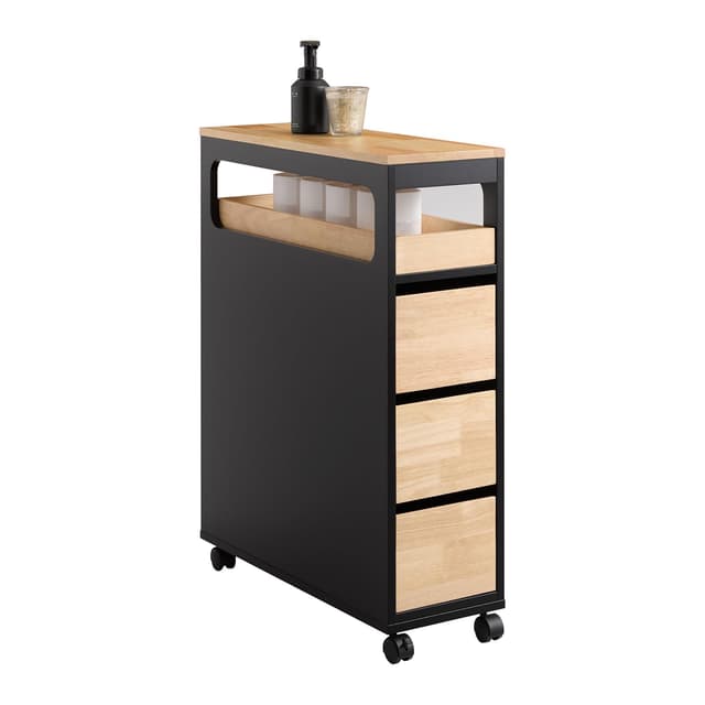 🚿 SoBuy Badezimmerschrank Schmal mit 3 Schubladen – Kompakte Kommode aus MDF für kleine Bäder & WC 🚽