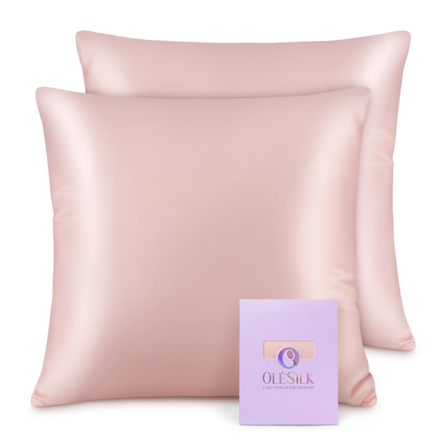 🌺 OLESILK Seide Kissenbezug Kissenhülle Haar- und Hautpflege 2er Pack Pfirsich Rosa 🌸