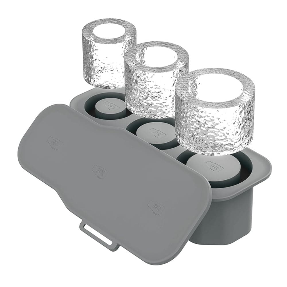 Silikon Eiswürfelbereiter für Stanley Cup Tumbler Eiswürfelschale 20-40oz mit Deckel für die Herstellung von 3 hohlen Zylinder Küchenaccessoires für Gefrierschrank, Saft, Kaffee, Whiskey - Faltbar und Wiederverwendbar (Grau) 🥤