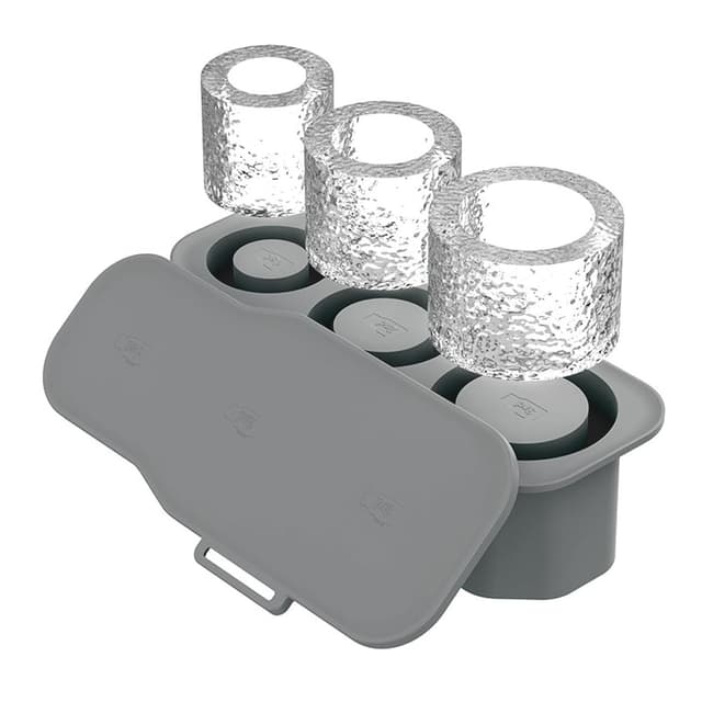 Silikon Eiswürfelbereiter für Stanley Cup Tumbler Eiswürfelschale 20-40oz mit Deckel für die Herstellung von 3 hohlen Zylinder Küchenaccessoires für Gefrierschrank, Saft, Kaffee, Whiskey - Faltbar und Wiederverwendbar (Grau) 🥤