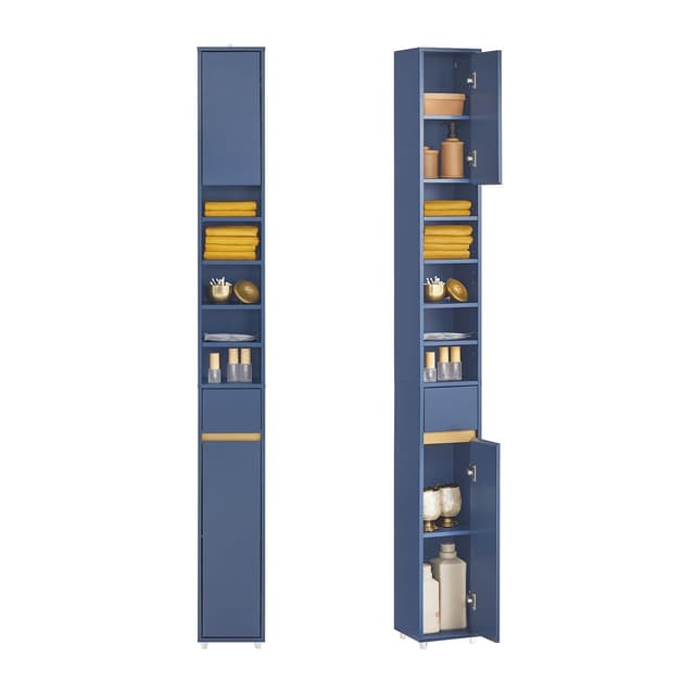 🚿 SoBuy Bad Hochschrank Schmal in Blau - Platzsparendes Badezimmermöbel 🛁