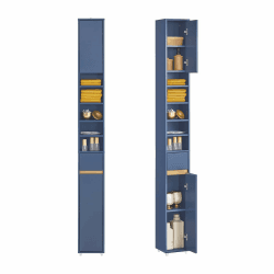 🚿 SoBuy Bad Hochschrank Schmal in Blau - Platzsparendes Badezimmermöbel 🛁