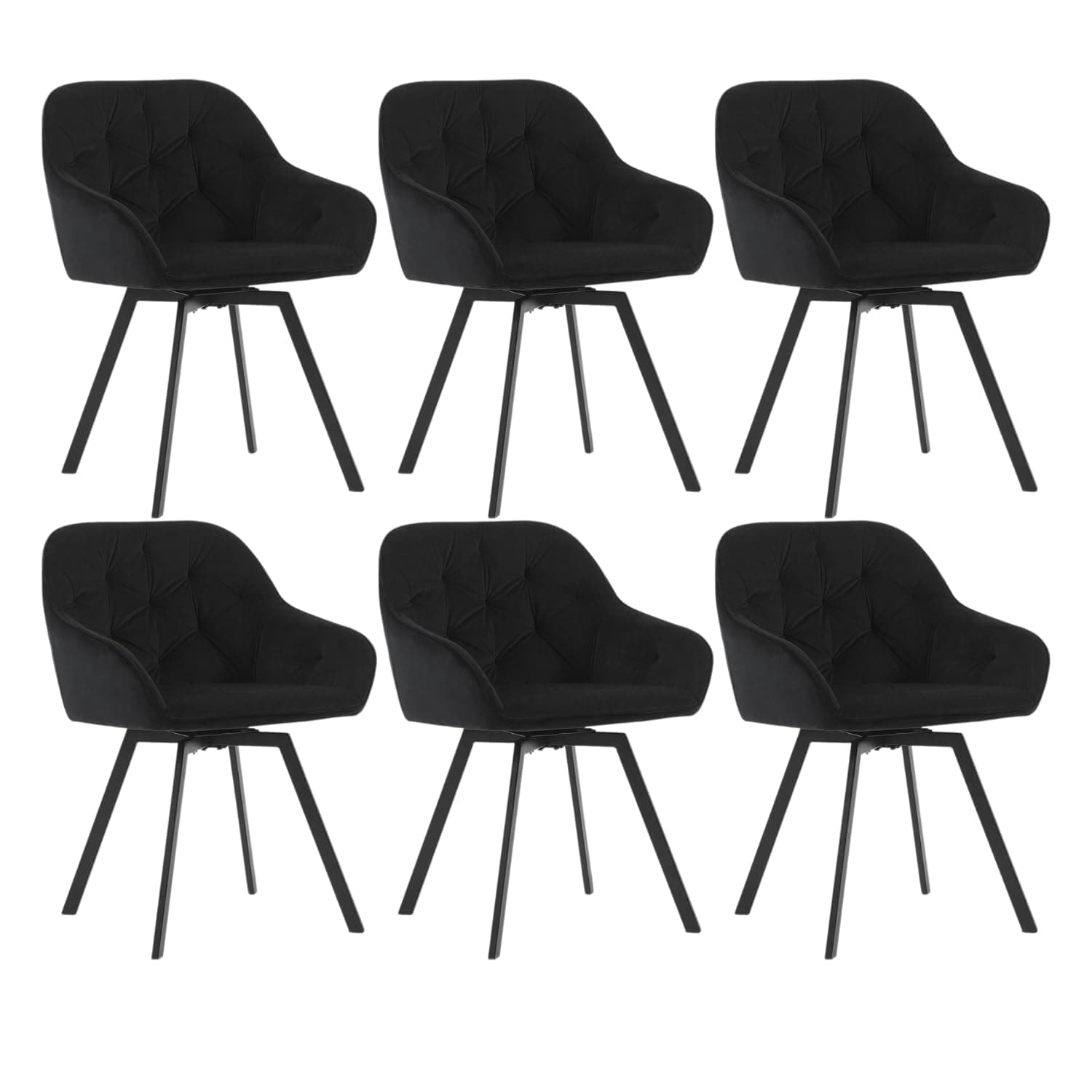 🪑 CLIPOP Samt Esszimmerstühle Set Drehbar 3er Schwarz | Gepolstert Sessel Küchenstuhl 🪑