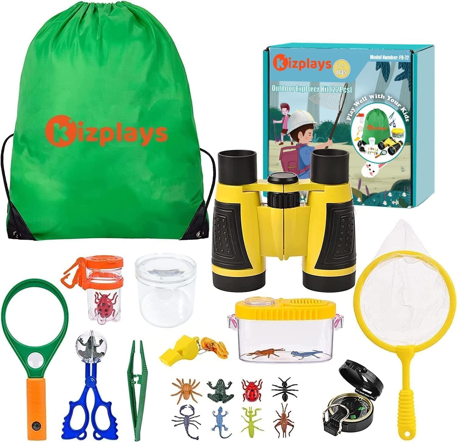 Kizplays® Forscherset für Kinder 🦋🔍🔬 22-teiliges Entdecker-Set | Outdoor Abenteuer Geschenk