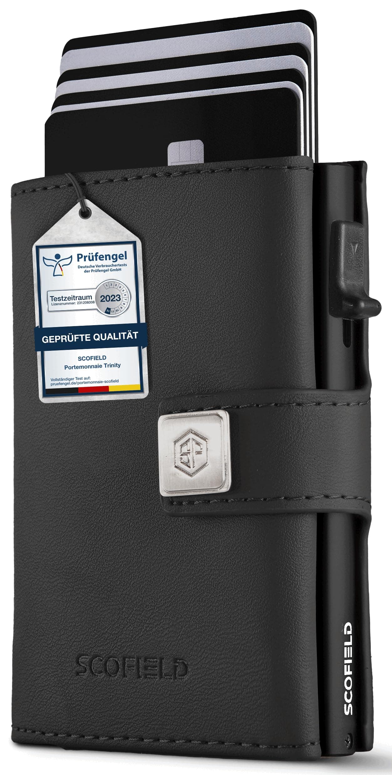 SF SCOFIELD Trinity Premium Slim Wallet für Herren | RFID Schutz | Kartenetui mit 12 Kartenfächern | Geldbörse | Schwarz