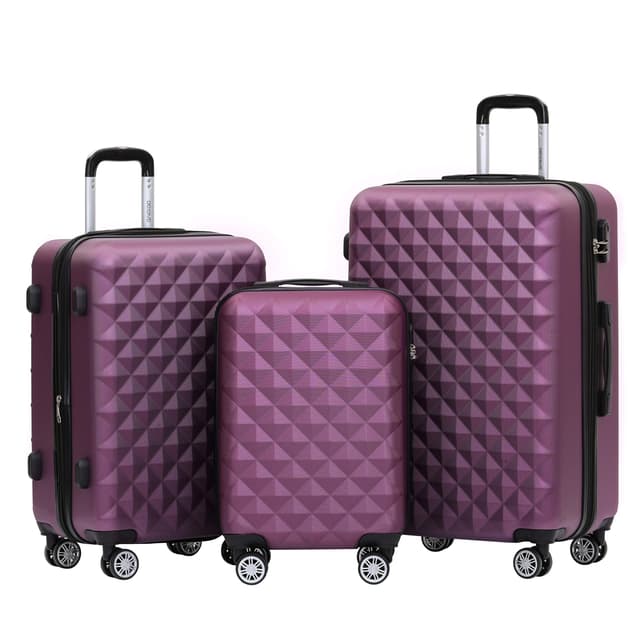🌟 BEIBYE Zwillingsrollen 2066 Hartschale Trolley Koffer Reisekoffer Gepäck M-L-XL-Set (Violett, Set) Violett Set 🌟