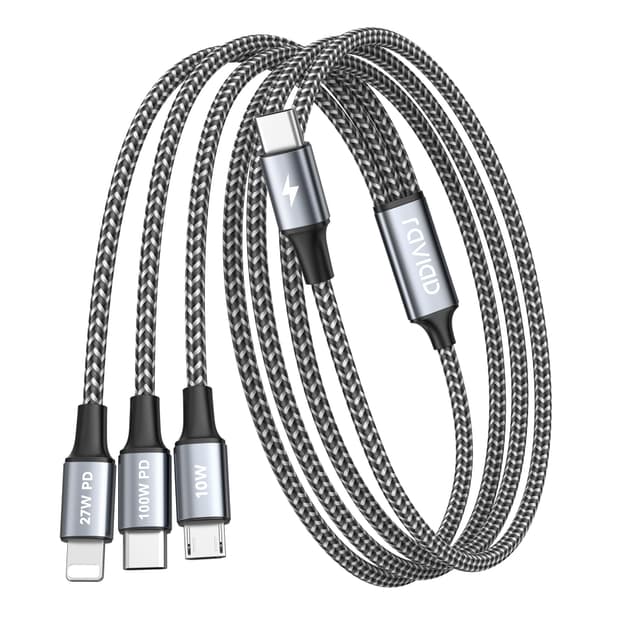 RAVIAD 100W USB C auf Multi USB Kabel [1.2M] 3 in 1 Ladekabel mit E-Mark Chip