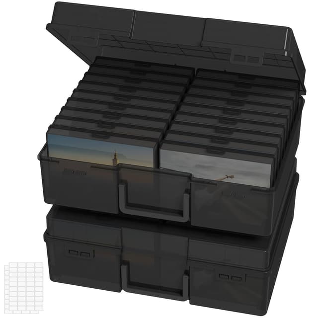 📸 Lifewit 2 Stk. Fotoaufbewahrungsbox 10,1 x 15,2 cm mit Deckel, 18 innere Fotohalter, Schwarz Fotoboxen Foto-Organizer