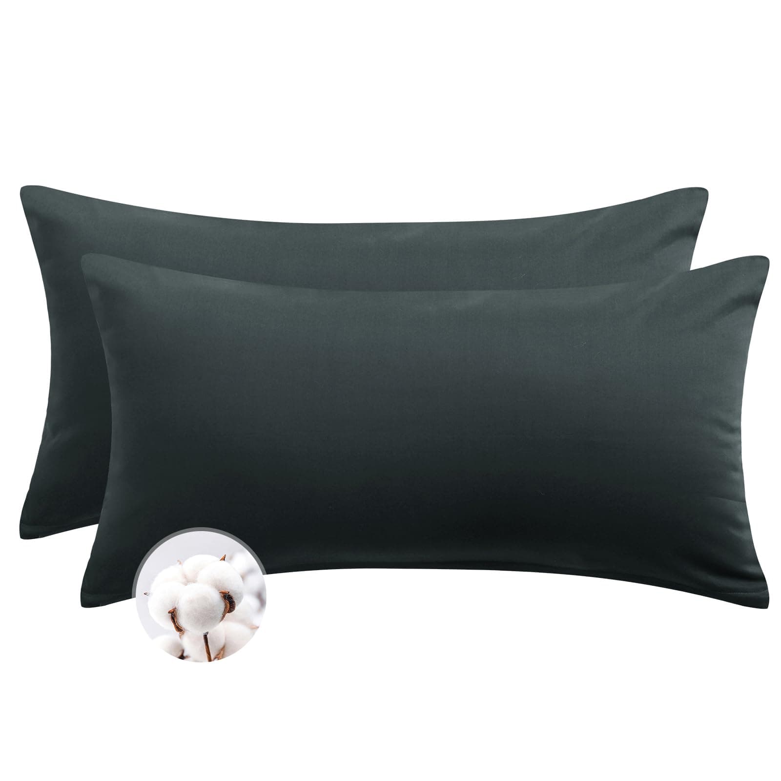 Aisbo Kissenbezug 40 x 80 Baumwolle 2er Set - weiche Kopfkissenbezug 40x80 Anthrazit mit Reißverschluss