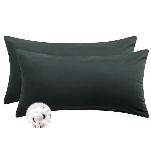 Aisbo Kissenbezug 40 x 80 Baumwolle 2er Set - weiche Kopfkissenbezug 40x80 Anthrazit mit Reißverschluss