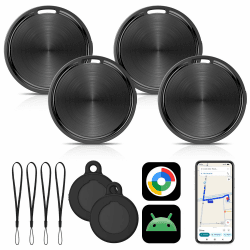 🔑 GPS Smart Tracker Tag für Android - Schlüsselfinder KeyFinder (4er Pack) Schwarz