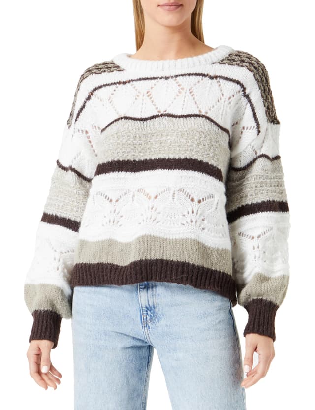 🔥 NUR Damen Onladina Life L/S KNT Noos Pullover M Beige 🎉