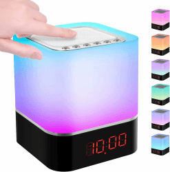 🎶 Kihhvlo Bluetooth Lautsprecher Wecker 5-in-1 LED Nachttischlampe 🌈