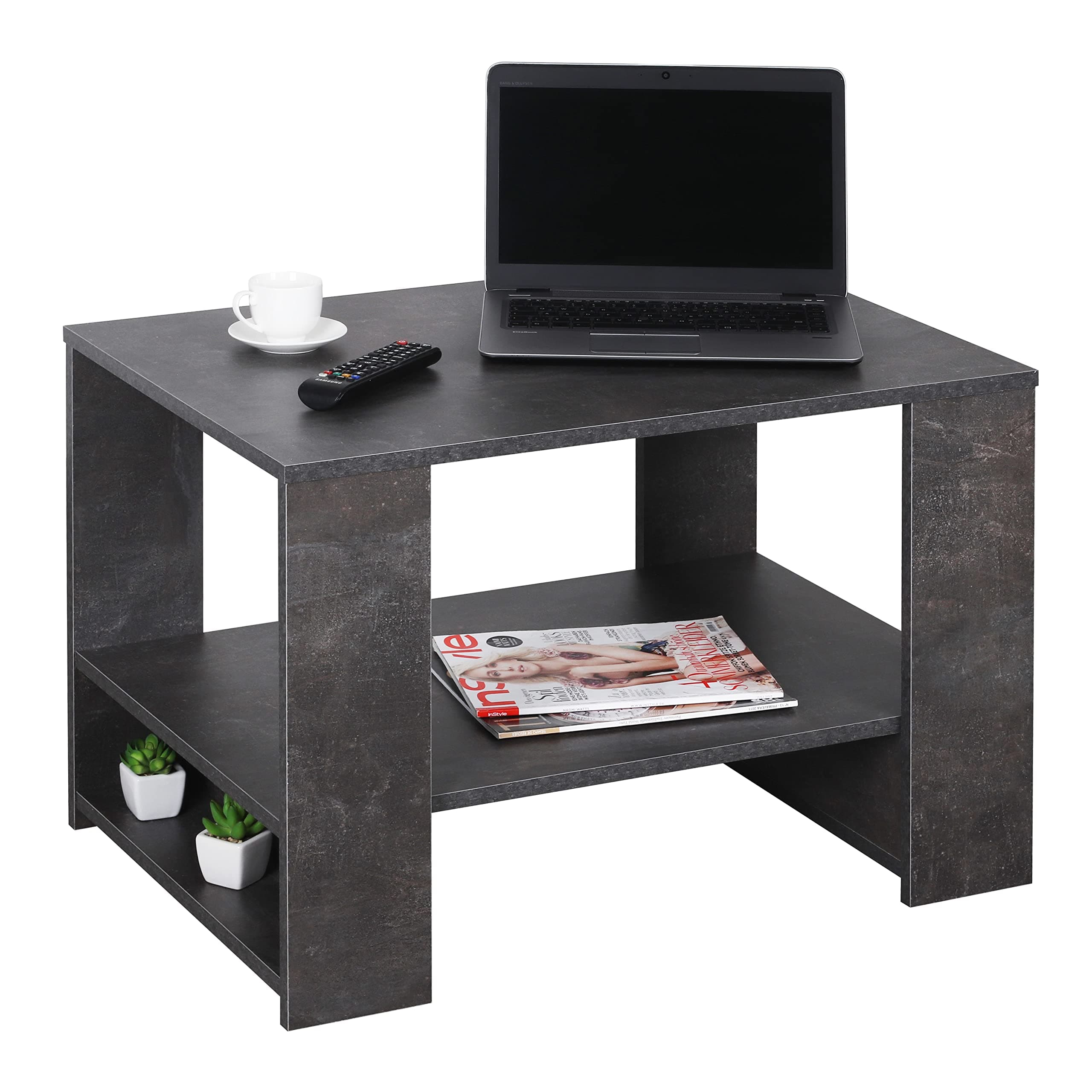 🌟 RICOO WM090-BG Couchtisch aus Holzwerkstoff, Betongrau, 75 x 50 x 50 cm 🌟