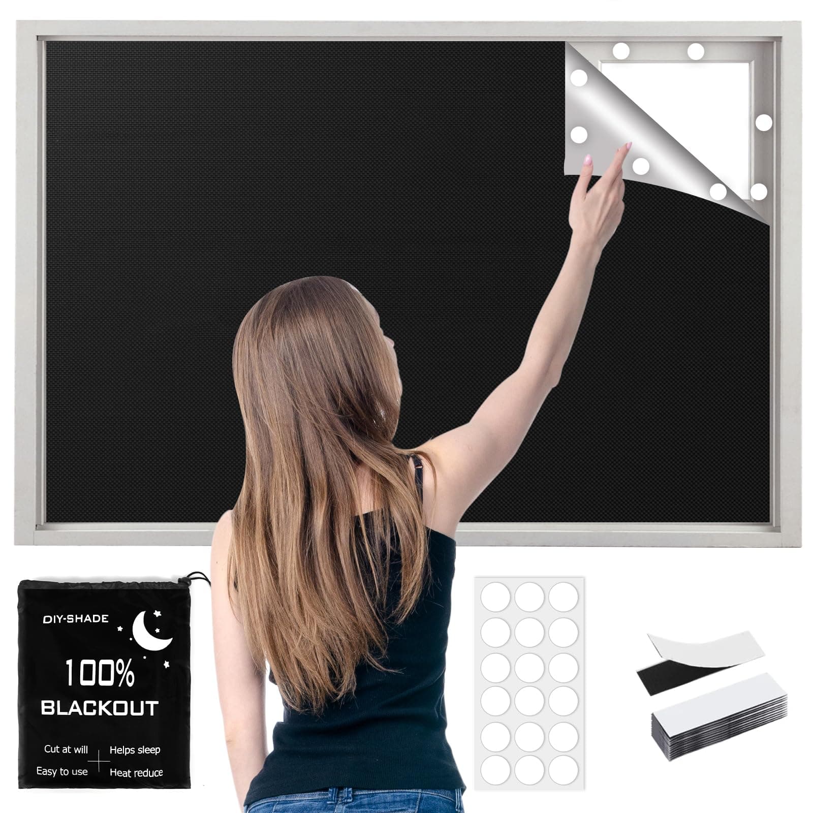 Verdunklungsrollo ohne Bohren 420D Oxford, 300 x 145 cm Fenster Verdunkelung 🌙