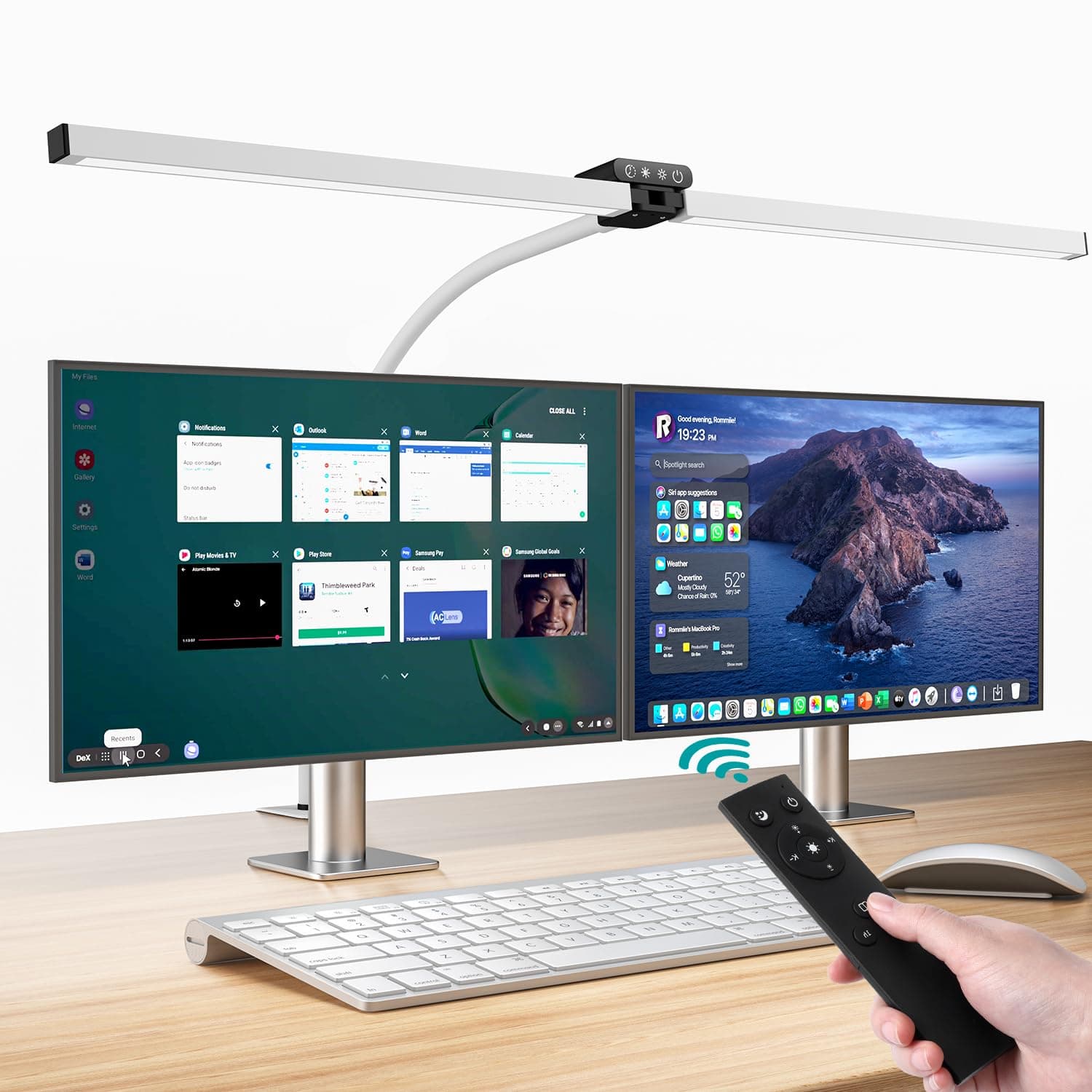 Vatato Doppelkopf Schreibtischlampe LED, Dimmbar 24W 80CM Schreibtischlampe für Homeoffice