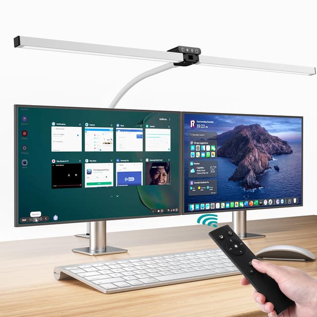 Vatato Doppelkopf Schreibtischlampe LED, Dimmbar 24W 80CM Schreibtischlampe für Homeoffice