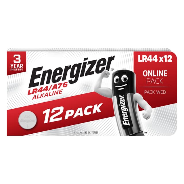 🔋 Energizer LR44 Batterie (12 Stück) - A76 Alkali Knopfzellen 1,5V 🔋