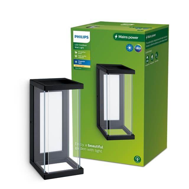 🌟 Philips Outdoor Ulyzo Wandleuchte 12W, 2700 Kelvin warmweißes Licht, IP44 wetterfest, schwarz 🌟