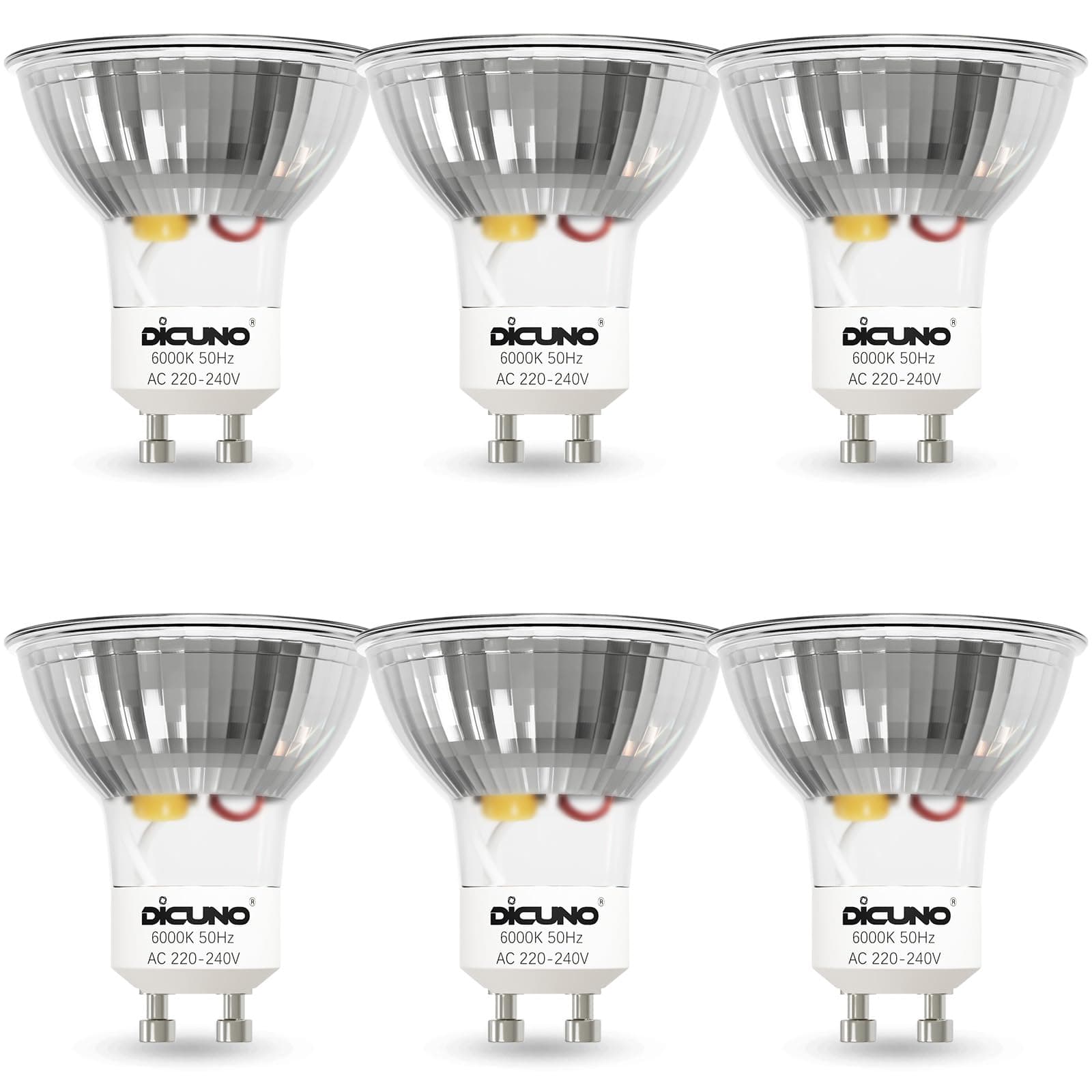 🌟 DiCUNO GU10 LED Kaltweiß 5W, 6er Pack 6 Stück 🌟
