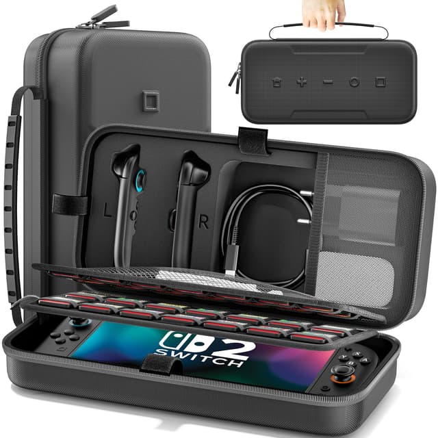 🎮 OIVO Switch 2 Tasche für Nintendo 2 2025 | Große Switch 2 Hülle für 28 Spielkarten | Schwarz