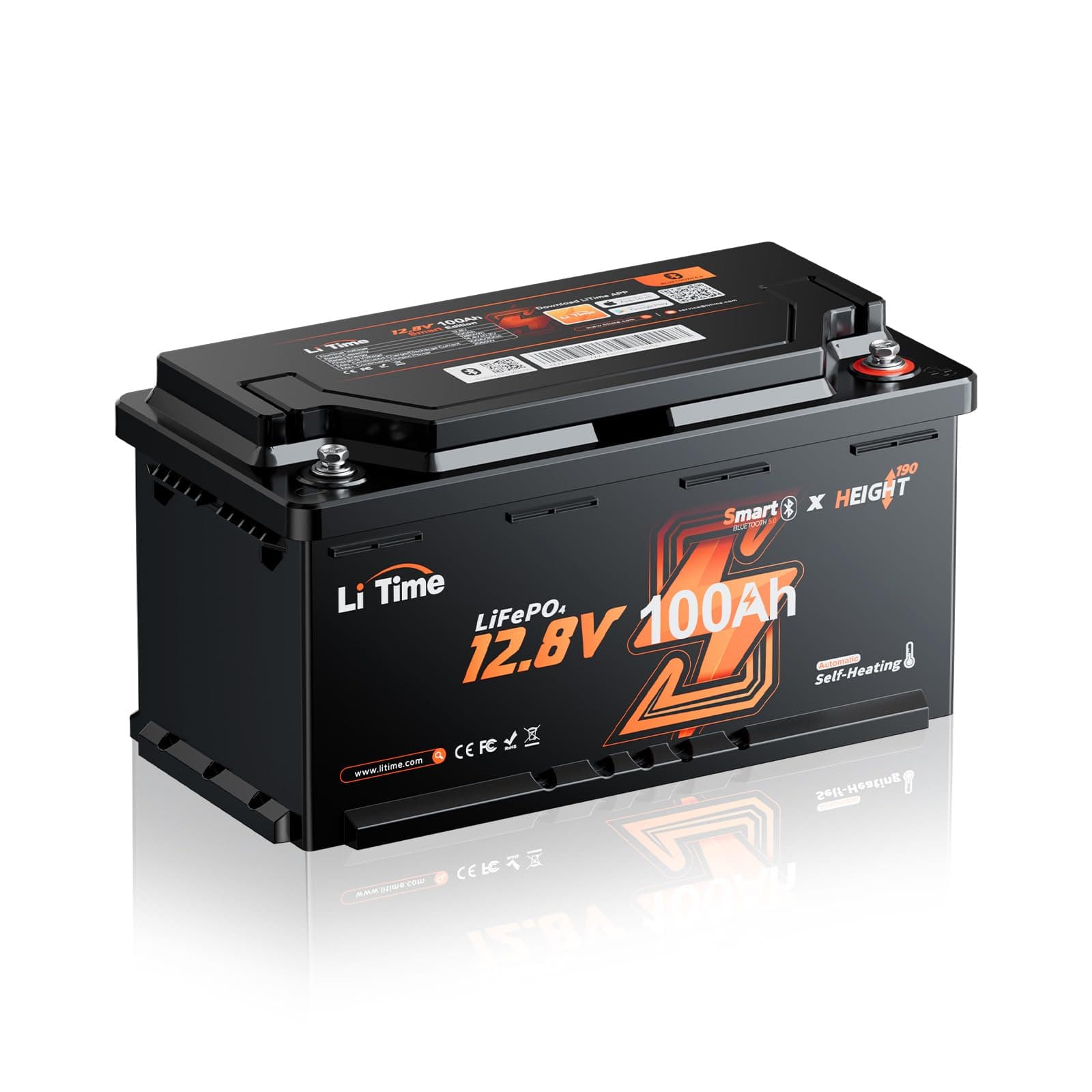 LiTime LiFePO4 12V 100Ah Bluetooth Lithium Batterie für Wohnmobil DIN H8 L5 Größe