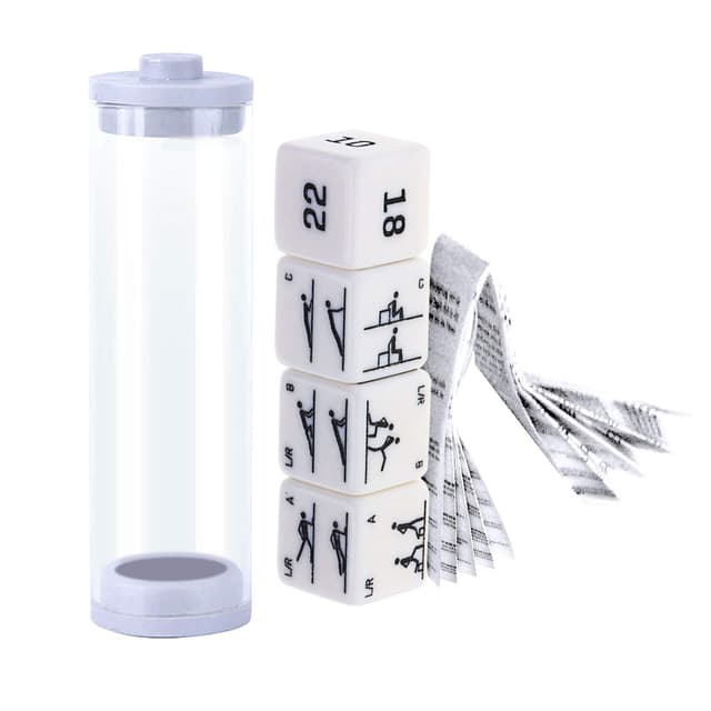 😄 Spaßfitness-Würfel 4er-Pack - Anti-Stress-Würfel-Set mit Fitnessanleitung & Rohr, Perfekt für Krafttraining, Sport, Crossfit - Tragbares Trainingswerkzeug