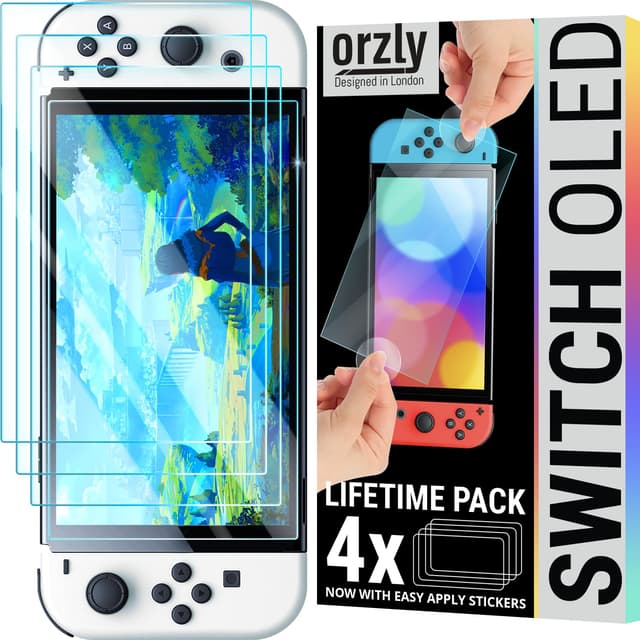 Orzly Displayschutzfolie für Nintendo Switch OLED-Konsole 2024 Modell - 4 Stück 🎮🔥