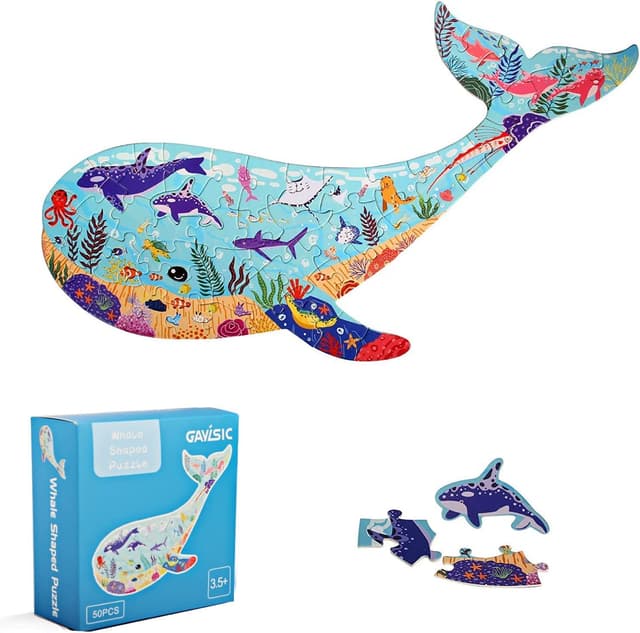 🧩🐋 Widisun Teile mit Tieren für Kinder 50 Teile Tieren Puzzle Spielzeug 🎁