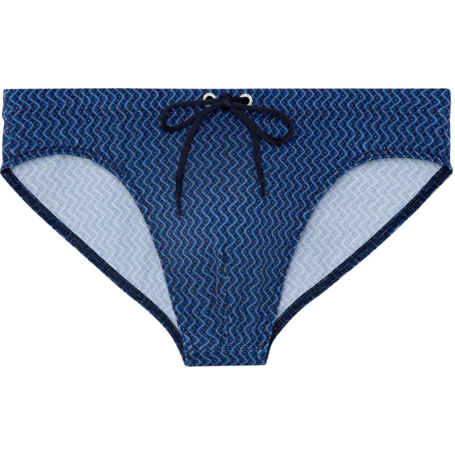 🏊‍♂️ HOM Herren Morny Badehose Swim Briefs S Micro Motiv Marineblau / Orange 🌊