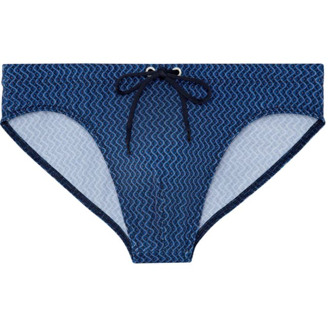 🏊‍♂️ HOM Herren Morny Badehose Swim Briefs S Micro Motiv Marineblau / Orange 🌊