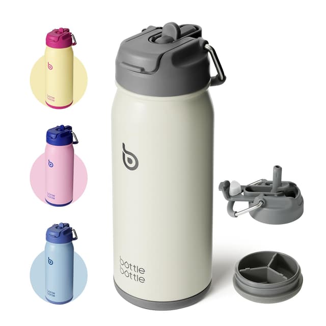 🌟 BOTTLE BOTTLE Trinkflasche Edelstahl 16oz(473ml) mit Strohhalm 🌟