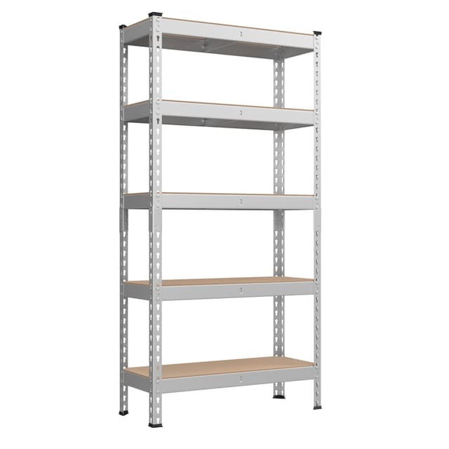 SONGMICS Schnelle Montage Schwerlastregal 5 Ablagen 30 x 75 x 150 cm Silbern 🏋️‍♂️