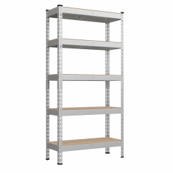 SONGMICS Schnelle Montage Schwerlastregal 5 Ablagen 30 x 75 x 150 cm Silbern 🏋️‍♂️