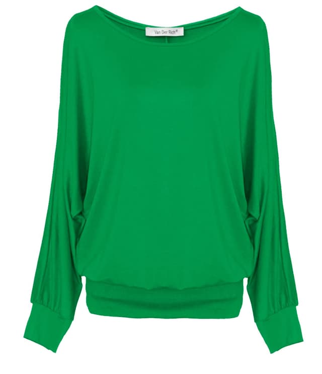 👚 Van Der Rich ® - Oversize T-Shirt mit Fledermausärme - Damen Ml-smaragdgrün M - Nur 13.44€!