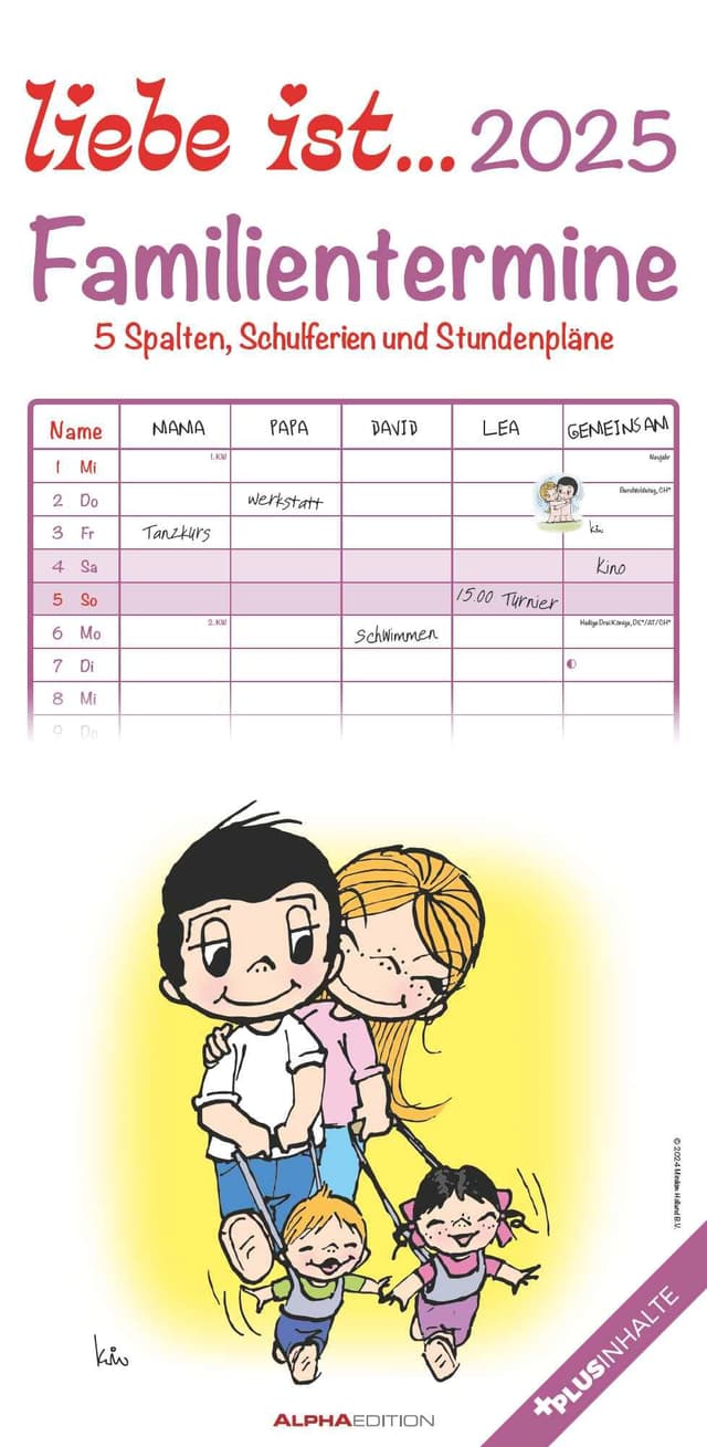 📅 Alpha Edition - liebe ist... 2025 Familienplaner 22x45cm 📆