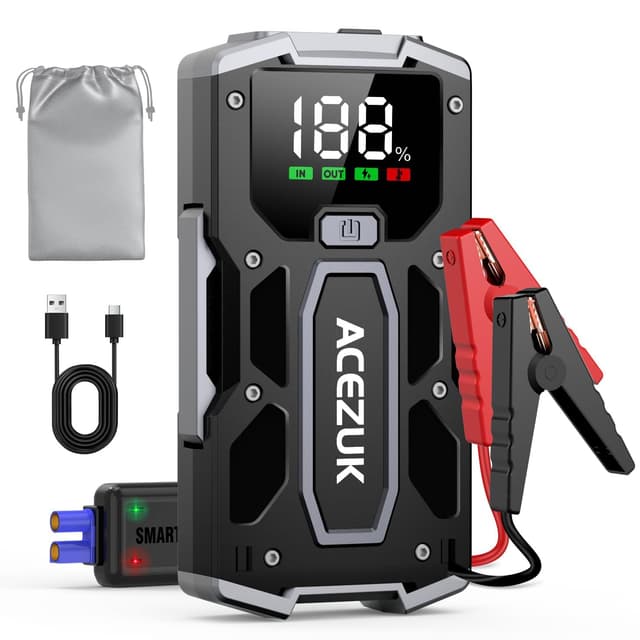 🚗🔋 ACEZUK Starthilfe Powerbank 4000A 12V - Bis Zu 7,0L Benzin Oder 5,5L Diesel
