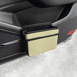 🚗🗑️ Qirc Auto Seitentür Mülleimer Faltbarer - Mini Tragbar Fahrzeug Innen Hängender Mülleimer Universal für SUV, LKW, Wohnmobil (Beige)