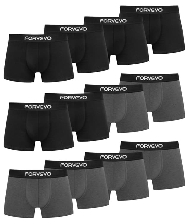 🔥 FORVEVO 12er Pack Boxershorts Herren Baumwolle Unterhosen Männer Retroshorts - Atmungsaktiv (Gr. S - 4XL) Mehrfarbig 02